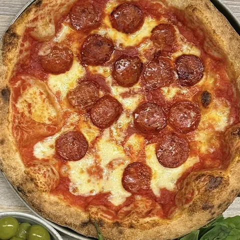 Coney Island pizza from above