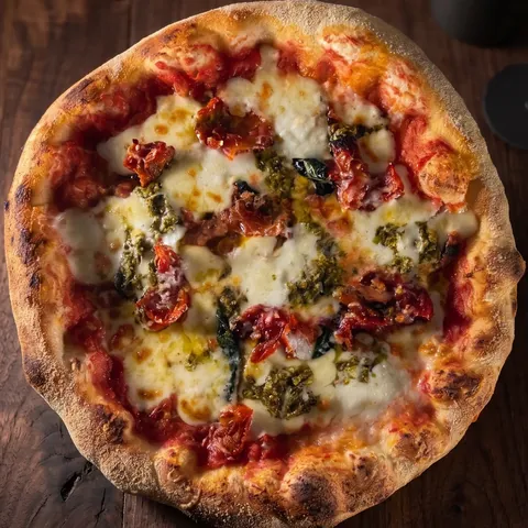 Genoa pizza from above